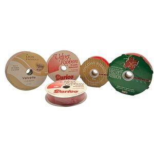 Christmas Red Velvet Ribbon Trim Wrapping Fabric 5 ROLLS 200 Yards
